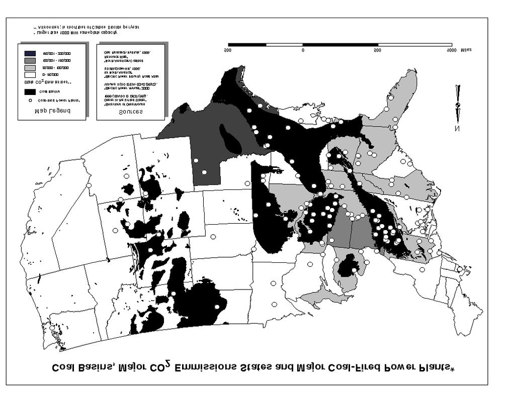 Figure 2: Coincidence of State CO 2 Emissions, Large Coal-Fired Power Plants, and Coal Basins Figure 3: