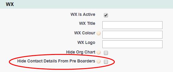 Enhanced Onboarding Policy Options: Pre-boarding Policy Options: Pre-boarding Option Hide Contact Details From Pre Boarders Description Checkbox.