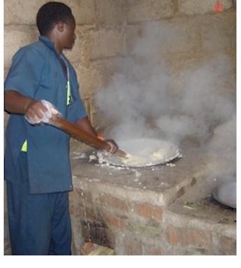 kitchen environment- Low cost brick made okoa fuel wood stove Institutional
