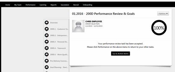 If you have submitted the review before completing the face to face, email Performance Percent review is completed Manager esignature Optional Post- Delivery comments Submit final review 14.