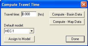 Time of Travel Computations Two Options: Basin Data -Slope -Length -Others Map Data -Flow Paths WMS offers two methods of time of travel computations: 1.