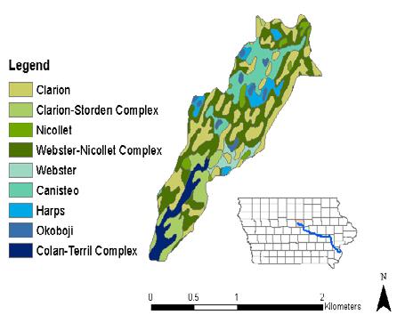 complexes formed with Clarion. Absent from this watershed are the very poorly drained prairie potholes that are prevalent in the greater Tipton Creek watershed and the Des Moines lobe ecoregion.