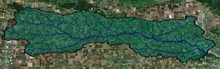 Figure 4.3: Google Earth image of the Clear Creek Watershed stream network. Figure 4.