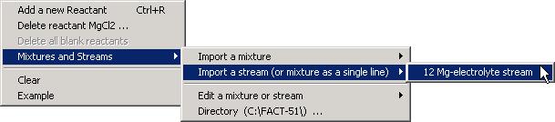 Importing the stream into a reaction Click on the [Mg-electrolyte] dropdown box to list the stream contents Initial Conditions check box is selected You can change the amount of [Mg-electrolyte] from