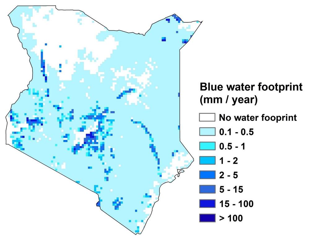 The annual blue water footprint of crop