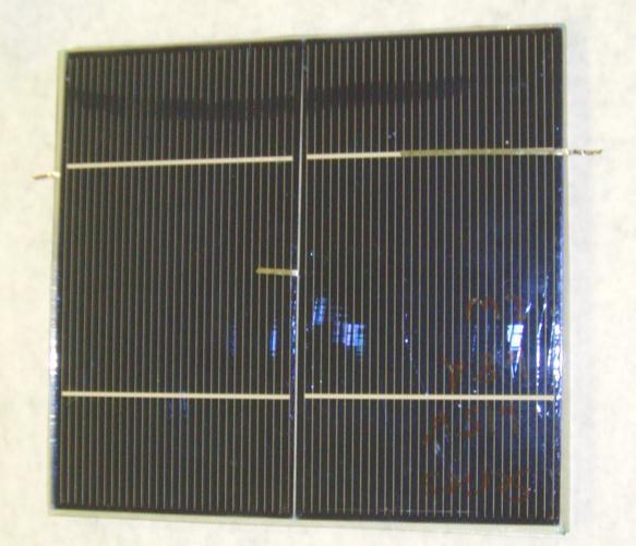 B) after lamination, the PET film and PVB are invisible, while the LEDs shine from within the laminate Solar cell lamination was a significant interest, as the majority of solar panels are laminated