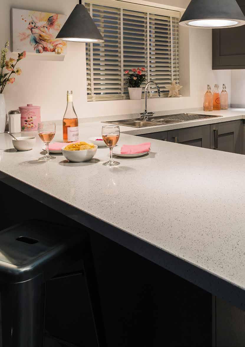 QUARTZ MADE SIMPLE Enjoy the stunning beauty and strength of a solid quartz surface, without any of the drawbacks of traditional solid stone surfaces.