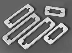 Metal Impregnated Materials D Subminiature Connector Shields Available in 9 pin to 50 pin D Connector styles Versatile front or rear mounting Custom shapes and designs available D Connector Series