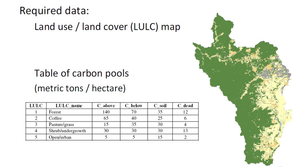 1. Carbon storage 4 carbon pools: Above ground biomass Below