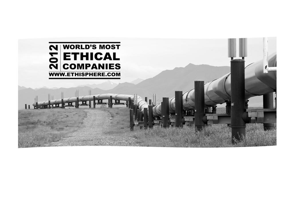 Compliance and Ethics The Ethisphere Institute has recognized Alyeska Pipeline Service Company as one of the World s Most Ethical (WME) Companies for the fourth year in a row.