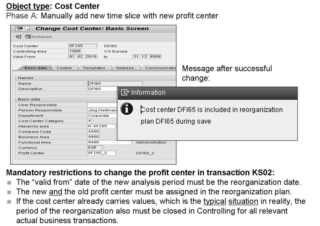 AC612 Lesson: Profit Center Reorganization Postings in the prior period can be performed.