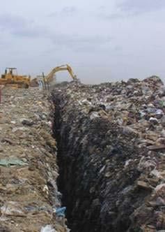 When a landfill is retrofitted with horizontal trenches, multiple trenches are constructed at one depth across the