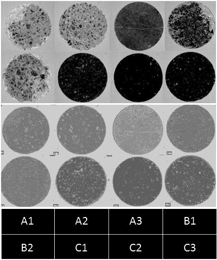 Section 4 Figure 6, Unprocessed image (top), processed image (middle) and legend (bottom) of all eight cylinders Another drawback of optical RGB sensors is their susceptibility to surface