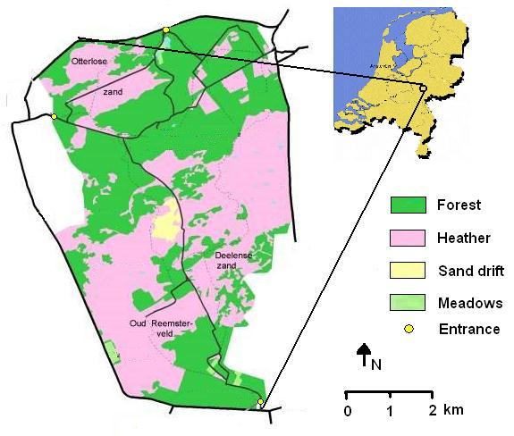 Example: National Park Hoge Veluwe 5500 ha of forest and heather Important for biodiversity and