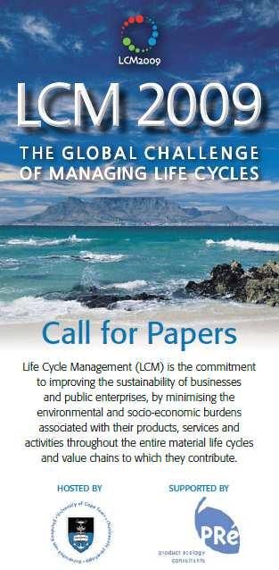 4 th International Conference on Life Cycle Management 6-9 September 2009 Cape Town,