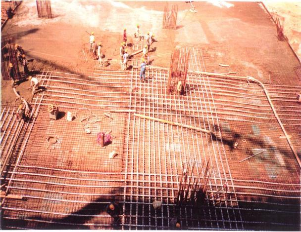 with post-tensioning. Typical view of the Post Tensioned slab system during construction is shown in Fig.6. Fig.6 Completed Tendon Layout for the Post- Tensioned Slab system IV.