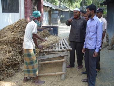 Farmers in Bangladesh winnowed the harvested crops using kula,