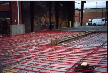 SUPERMARKET APPLICATION RADIANT FLOOR HEATING Radiant floor heating coils in checkout and frozen grocery sections in the stores.