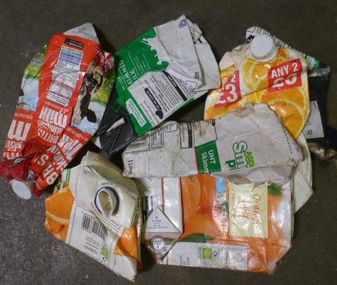 Figure 15 Example of composite cartons (left) and other recyclables (right) Figure 16 Example of textiles found in the waste stream (left) and fines (right) During the first stage analysis,