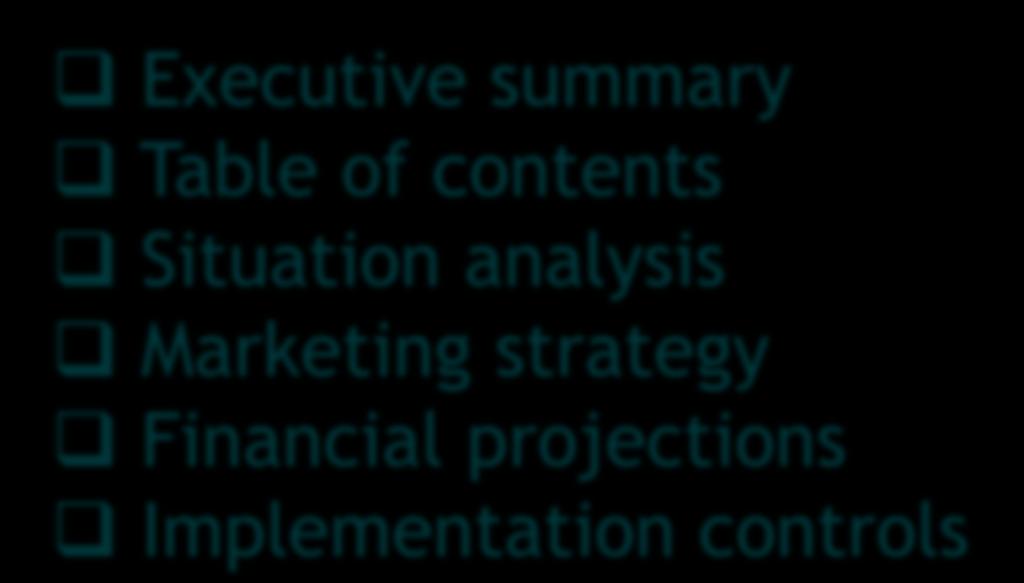Executive summary Table of contents Situation analysis