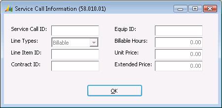 Data Entry Screens 53 Service Call Information (58.010.01) You can enter Service Dispatch T&M Detail (SD.203.00) labor records using Service Call Information (58.010.01) by clicking Service Call Info on Advanced Payroll s Advanced Timesheet Entry by Employee (50.