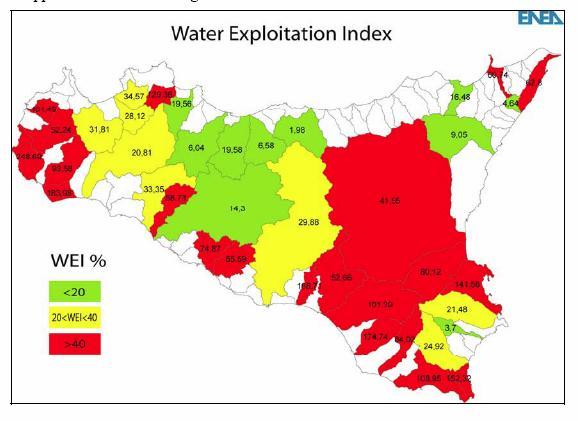 Water Exploitation Index = Withdrowal / TARWR Current level of stress