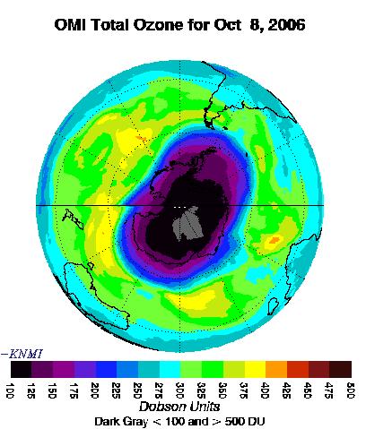 HOW DEEP DOES THE HOLE GET? The intensity of ozone depletion varies from year to year. The value of 85 Dobson Units on October 8, 2006 was the second lowest ever recorded by satellite measurements.