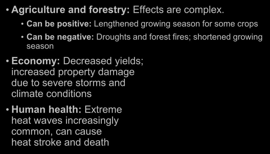 Agriculture and forestry: Effects are complex.