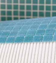 Interior and exterior floor, wall and swimming pool (mixed with Isolastic diluted 1:1 with water) bonding of glass, ceramic and marble mosaics on paper or netting on conventional walls with
