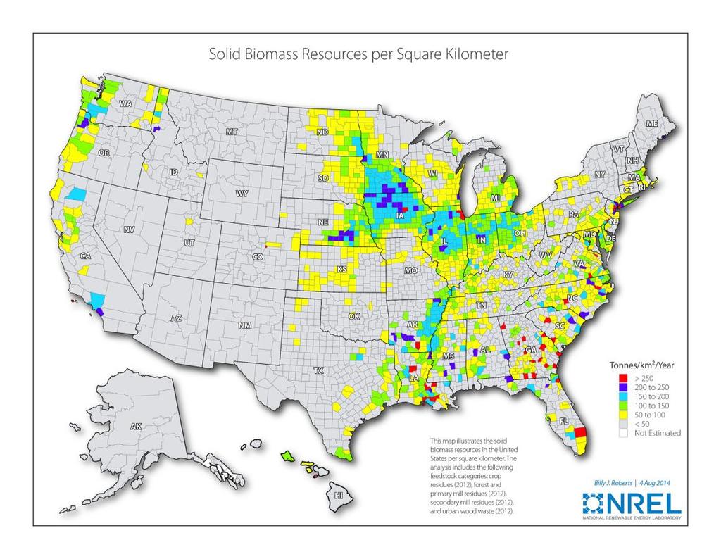 Additionally, Figure 1.7 shows a breakdown of biomass resources grown in the U.S.