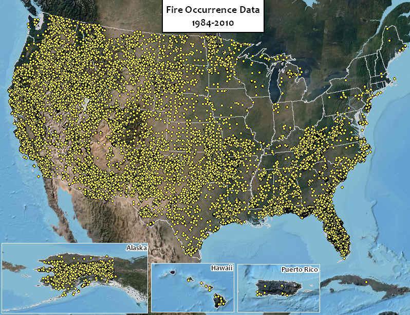 MTBS Fire Occurrence Data (FOD) Fire occurrence locations provided by Federal, State Agencies, and other organizations Over 35,000 fire occurrence points assessed for 1984-2010 MTBS Methods