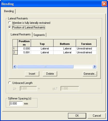 Chapter Nine User Code The location and type of lateral restraints can be displayed in the Frame and Plot windows.