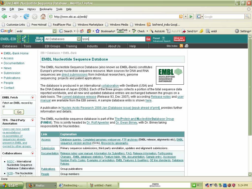 The home page of EMBL