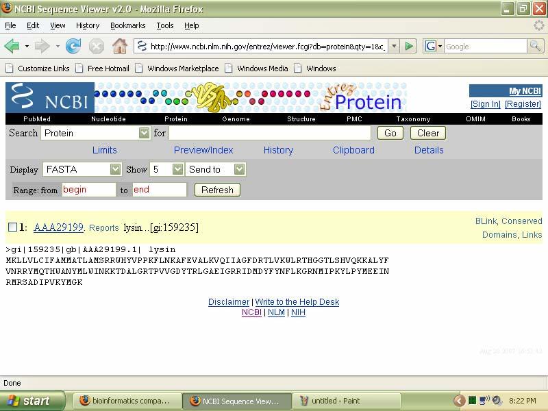 The file format of the particular protein