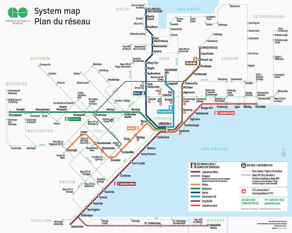 GO Transit 7 rail lines 63 stations