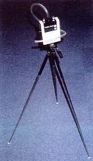 Fig. 1 Digital dust indicator Monitors are mounted on tripods and placed on the working floor. After several hours, the stored data are transferred to a personal computer. Fig.