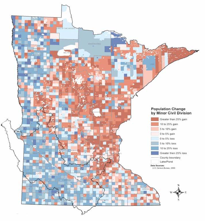 LAND USE & DEMOGRAPHICS Population Trends Urban areas on the rise Rural areas declining Minnesota & Minnesota River Basin Population 1970-2008 A s the graph above shows, population growth has been