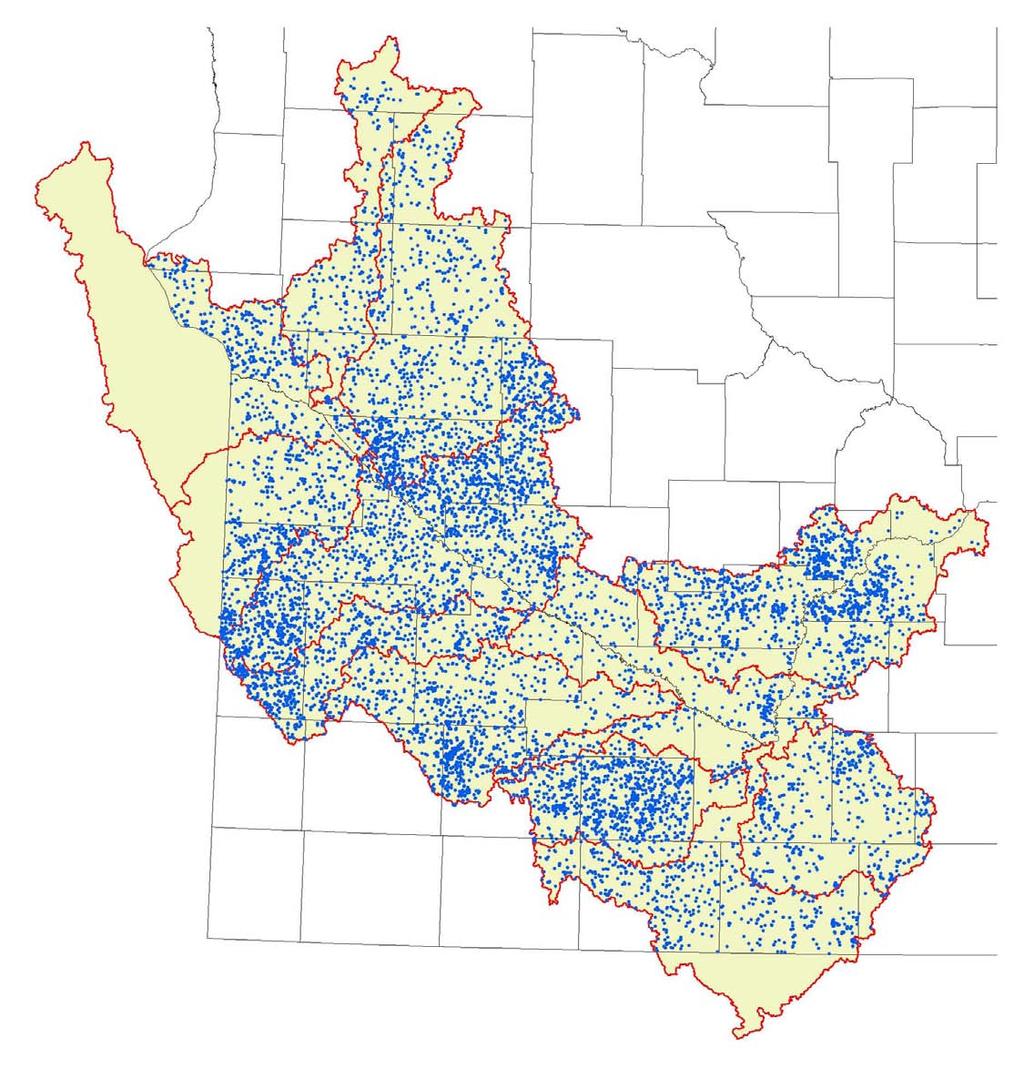 Best Management Practices in the Minnesota River Basin Based on BWSR s e-link and LARS databases 1997-2008 The map above illustrates the Best Management Practices (BMP) recorded in the Minnesota