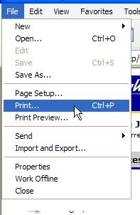 PROCESS 7: PRINTING TIME SHEETS 5. Choose File>Print from Internet Explorer Menu bar. 6.
