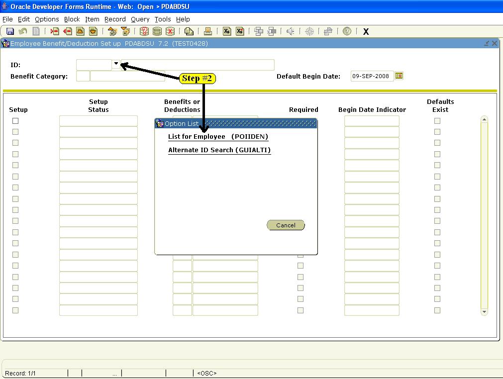 2. In the ID field, enter the employee s ID (CXXXXXXXX) or click the drop down arrow and