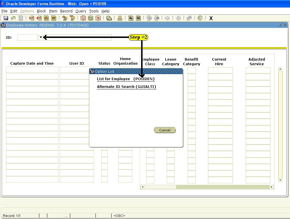 2. In the ID field, enter the employee s ID (CXXXXXXXX) or click the drop down arrow and