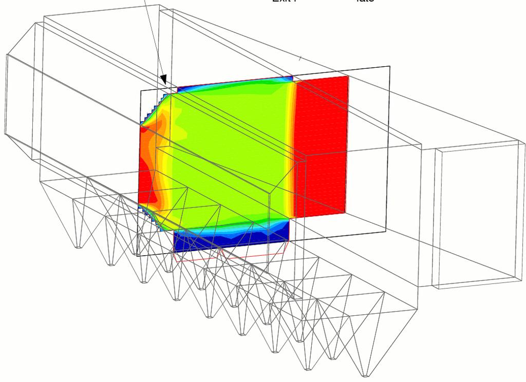 Final Design CFD Model Results ESP inlet velocity profile now uniform RMS deviation = 7 %