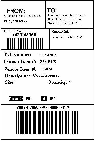 UCC-128 Label Specifics The Bar Code Label: The UCC-128 label allows our fulfillment center to receive product quicker and more accurate than before.