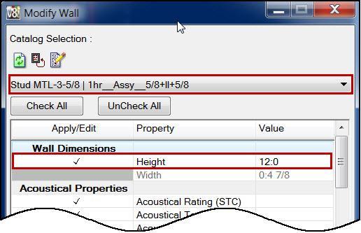 Modify Wall Geometry The Modify Wall Geometry or Modify Form tool can used to make adjustments to the height, thickness and length of a wall.
