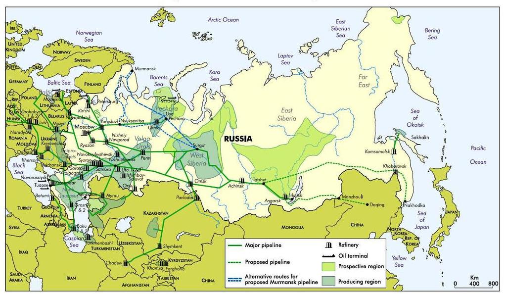 Russian Oil Pipelines Source: World Energy