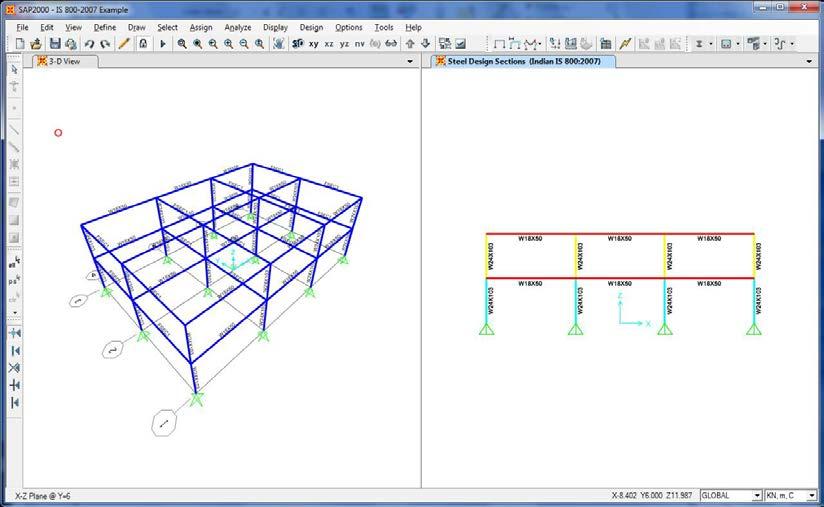 Steel Frame Design IS 800:2007 Figure 5-3 A typical graphical display The graphics can be displayed in 3D or 2D mode.