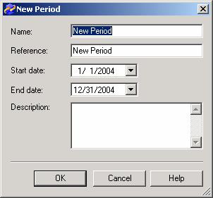 3 For Name, replace New Period with 2004 Q1. 4 For Reference, type 04Q1. 5 Select a Start date of January 1, 2004.