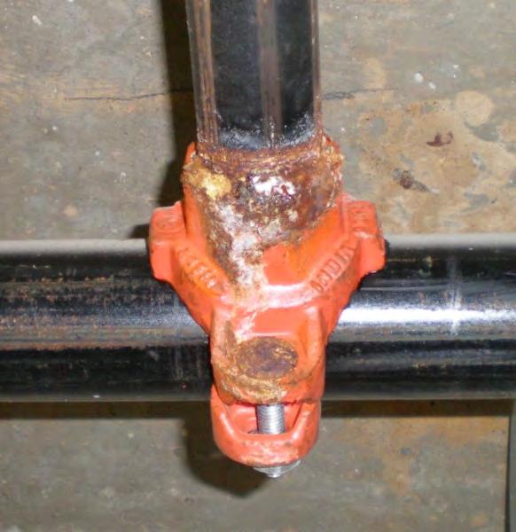 Two External Locations Vulnerable to Condensate Corrosion Attack (Acid and O 2 ) Two external locations on the wet pipe fire sprinkler piping are most susceptible to condensate corrosion attack are