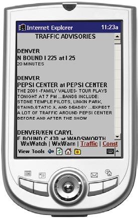 3.8 Wireless and PDA Access The IRRIS wireless and PDA components allow users to obtain information about road conditions, construction, incidents, and weather while on the road.