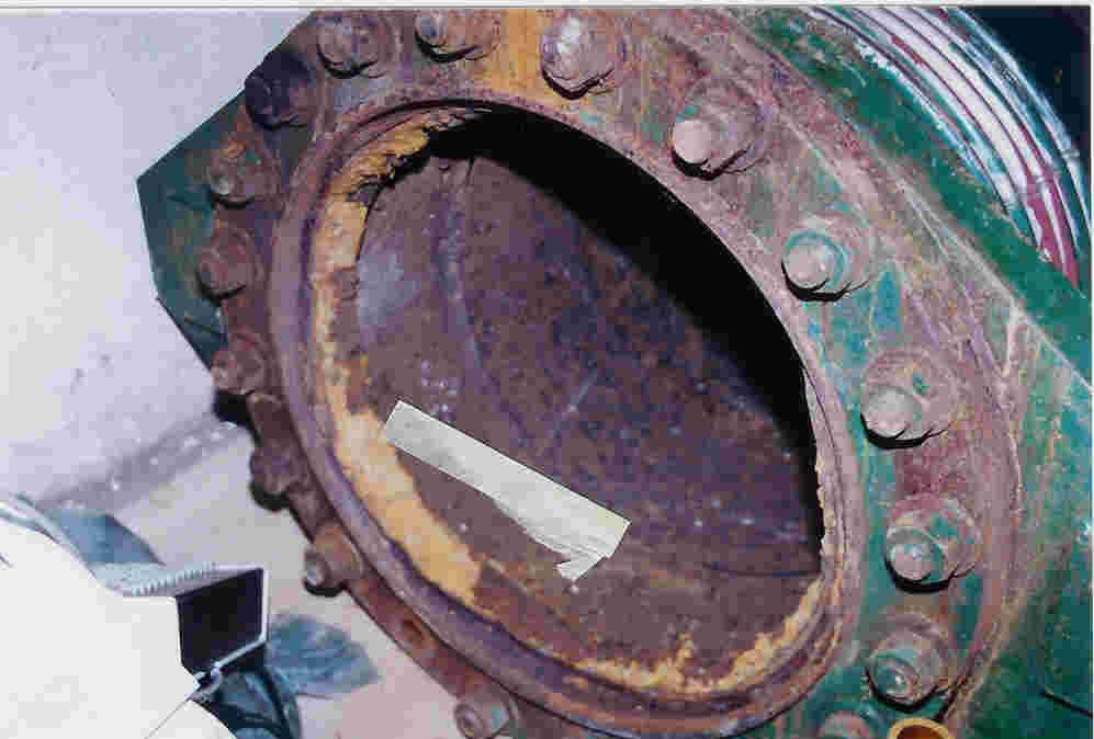 View of the end of the failed pipe that